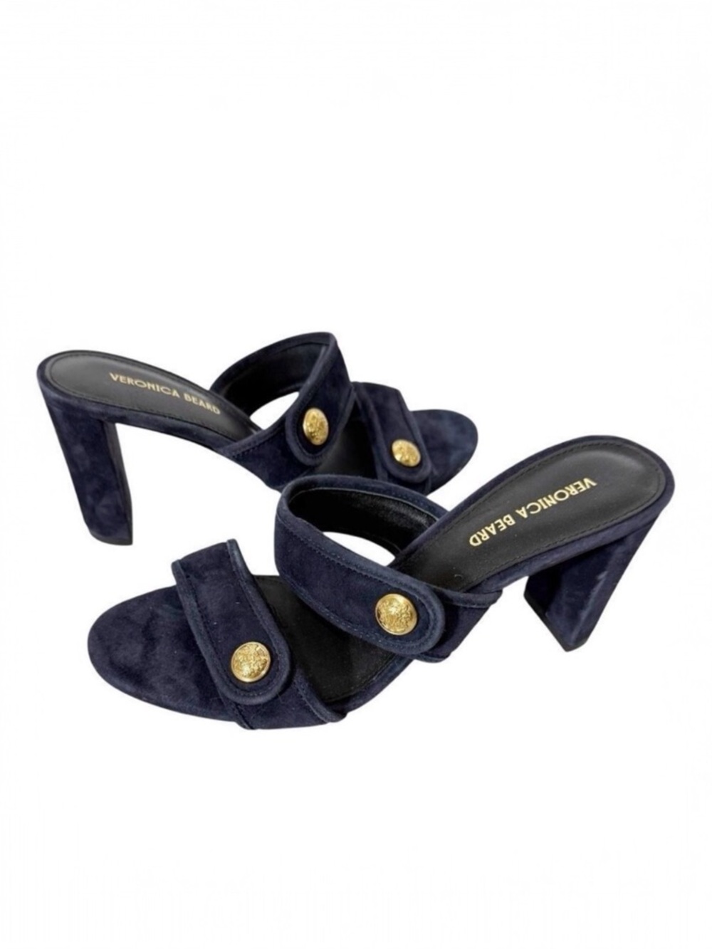 Veronica Beard Women’s‎ Galea Double Strap Navy Blue Suede Slide Sandal Size 6.5